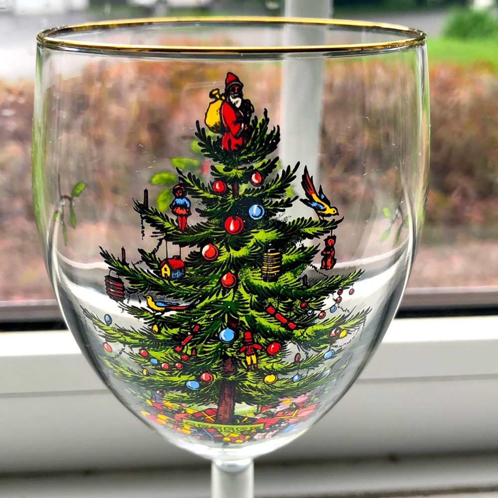 Spode Christmas tree wine glasses
